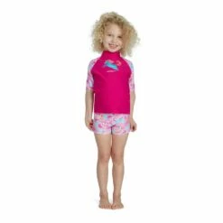 Girls Short Sleeve Printed Rash Top Set -ALLENS SWIMWEAR Sales 8 11882h125 x1