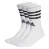 3-Stripes Cushioned Crew Socks 3 Pairs -ALLENS SWIMWEAR Sales ht3458 1 hardware photography side center view white