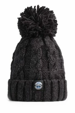 Jet Black Cable Bobble Hat