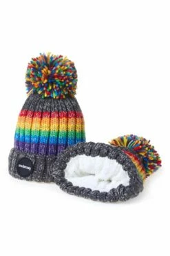 Graphite Rainbow Bobble Hat -ALLENS SWIMWEAR Sales superbobbles aw20product image 926x13898 1 1